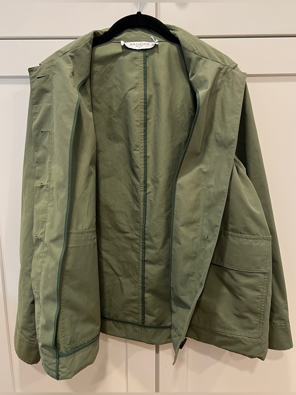 M.M. LAFLEUR THE NESS JACKET IN CRISP COTTON, TARRAGON, SIZE M. - Picture 9 of 16